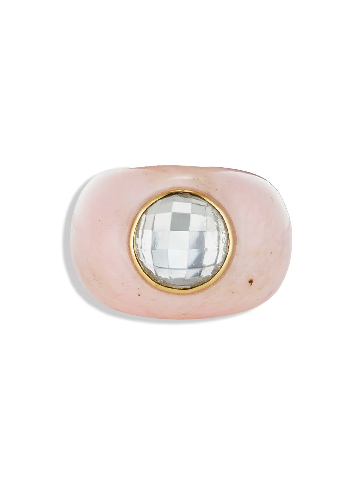 Sculptural Pink Opal & Topaz Stone Ring sold by YLANG23