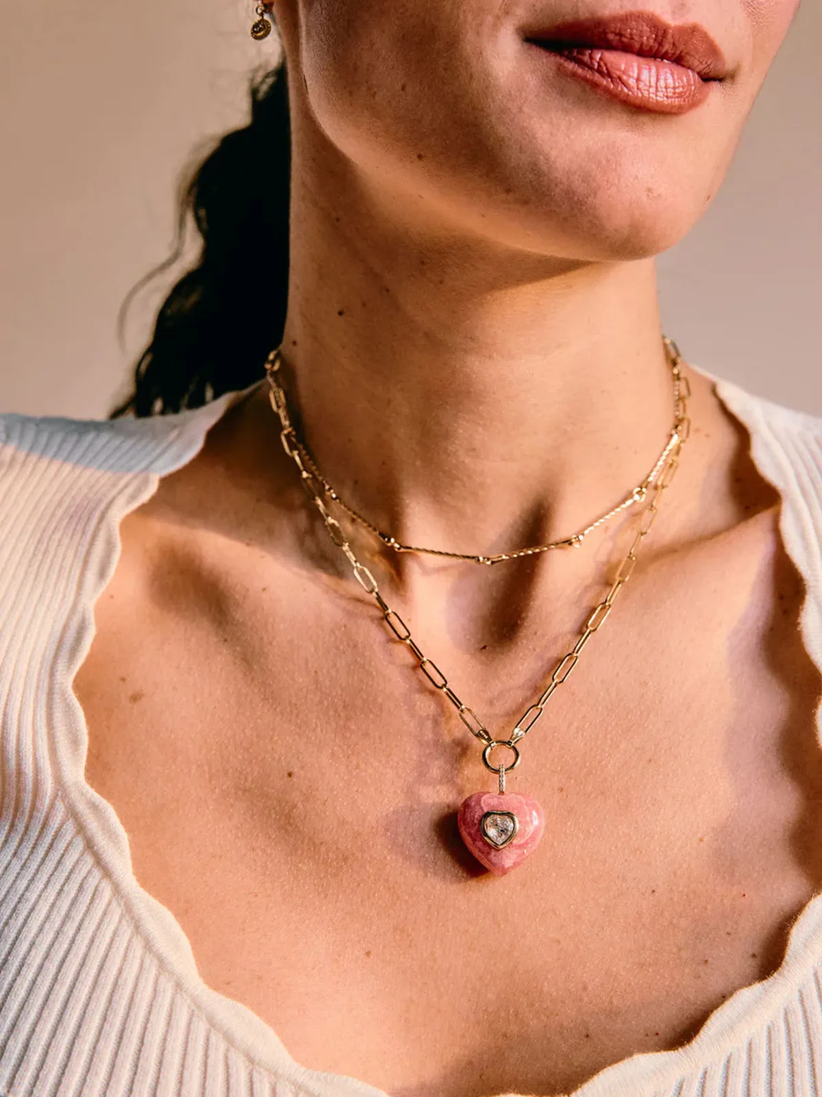 Rhodochrosite & Topaz Heart Pendant sold by YLANG23 product image thumbnail 2