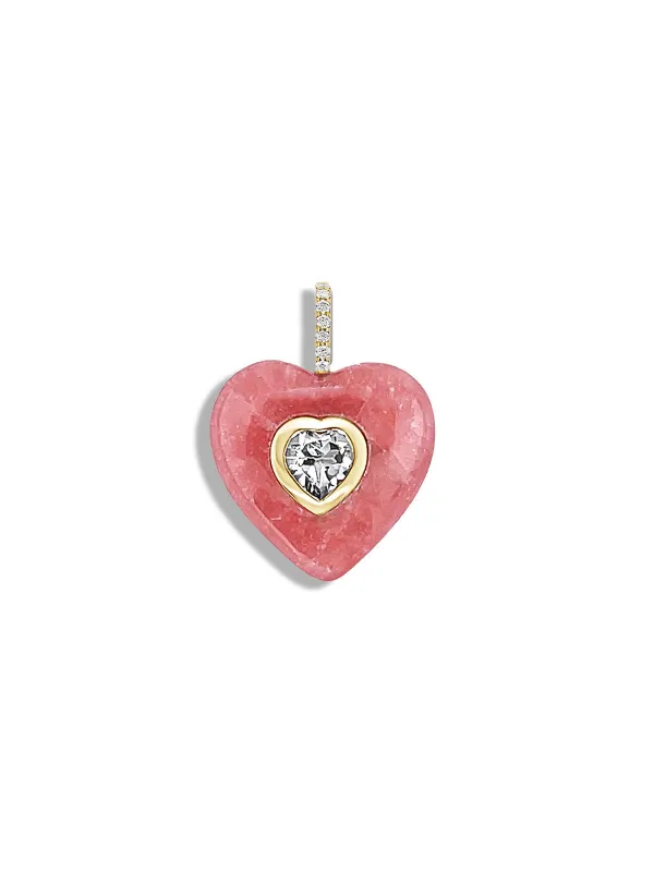 Rhodochrosite & Topaz Heart Pendant made by YLANG23