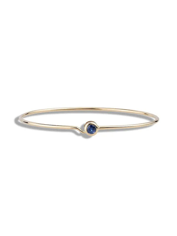 Large Blue Sapphire Full Circle Yellow Gold Wire Bangle made by YLANG23