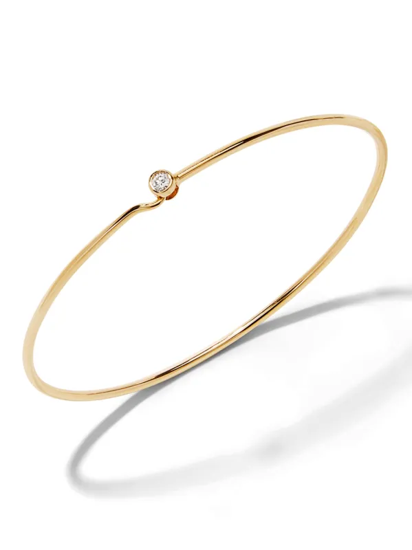 Small Diamond Full Circle Yellow Gold Wire Bangle made by YLANG23