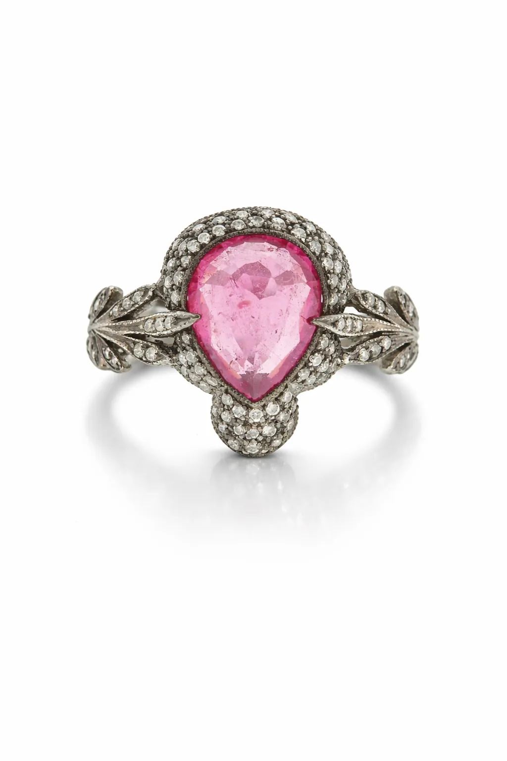 Pink Tourmaline Arabesque Platinum Ring sold by YLANG23