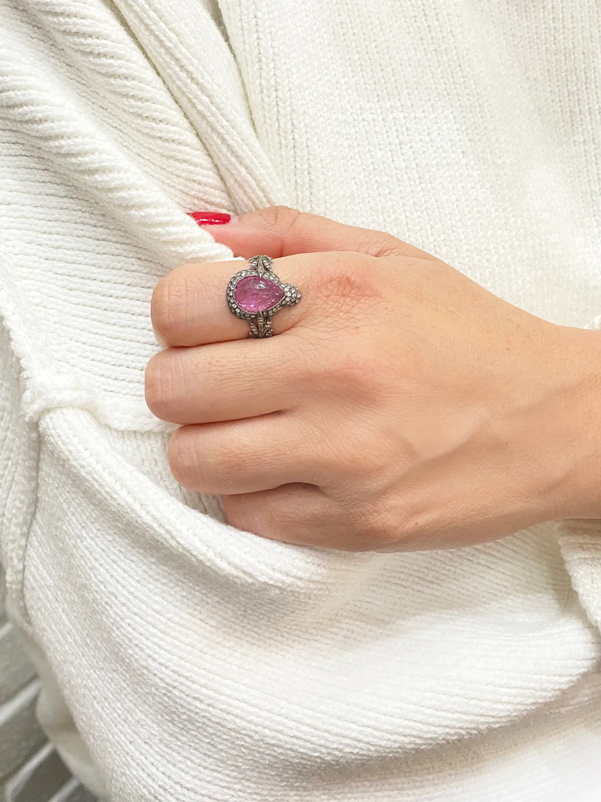 Pink Tourmaline Arabesque Platinum Ring sold by YLANG23 product image thumbnail 2