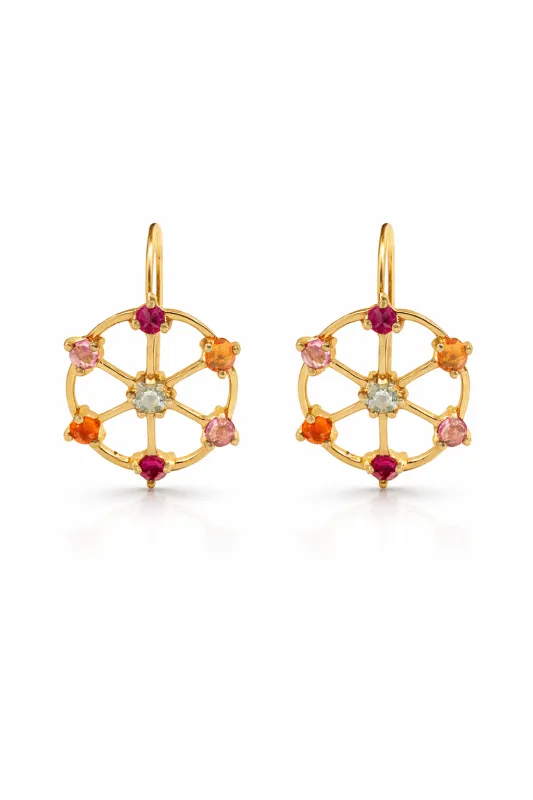 Multi-Stone Small Ferris Wheel Yellow Gold Earrings made by YLANG23