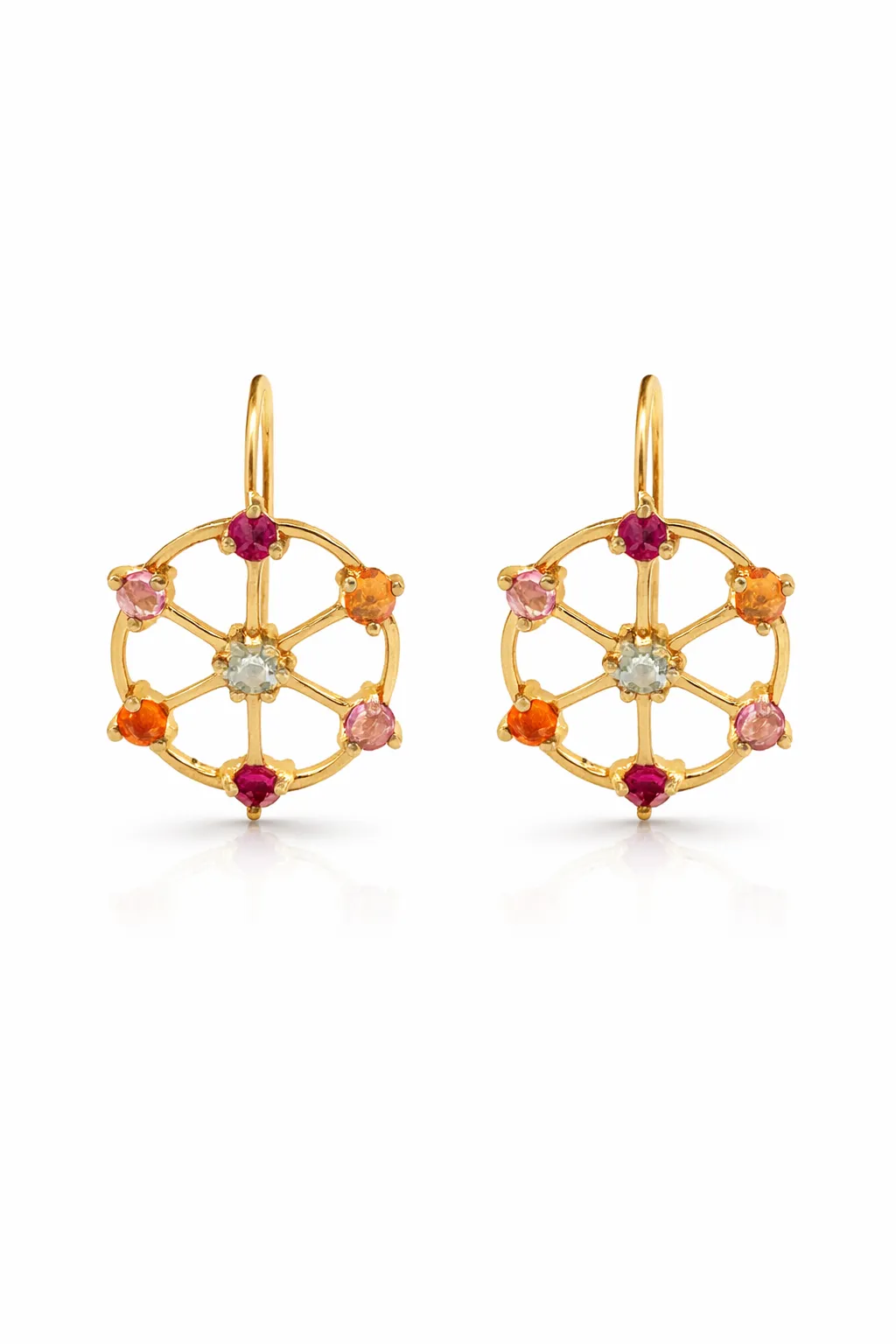 Multi-Stone Small Ferris Wheel Yellow Gold Earrings sold by YLANG23