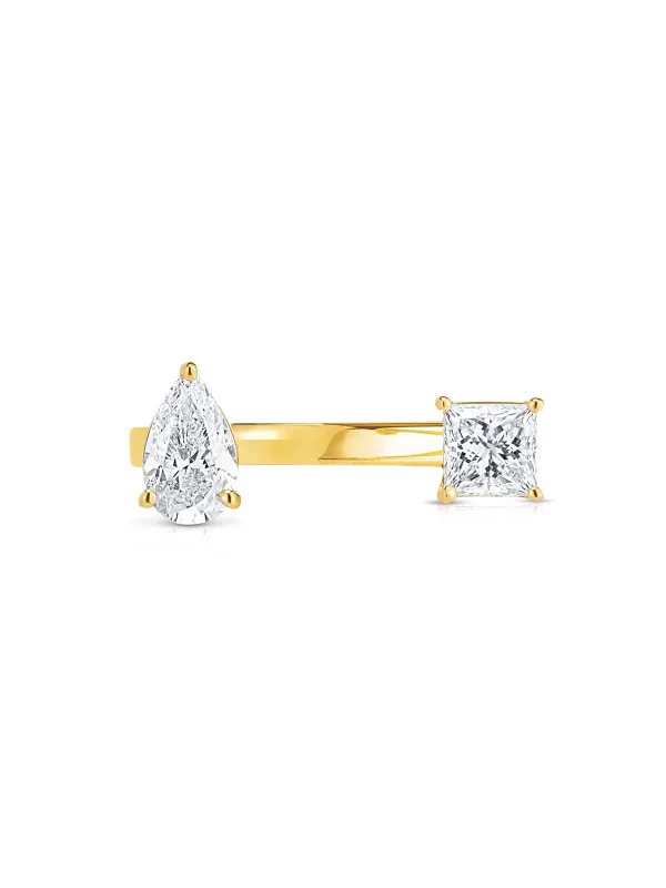 Reign Pear & Princess Diamond Yellow Gold Ring made by YLANG23