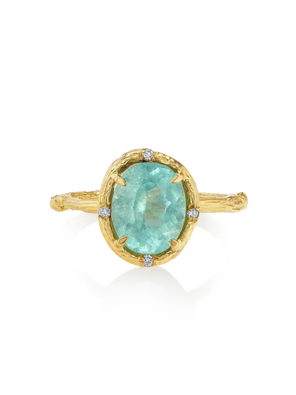 Aqua Tourmaline Yellow Gold Ring made by YLANG23