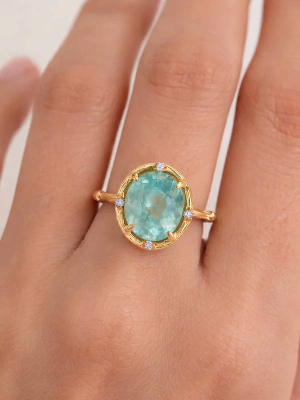 Aqua Tourmaline Yellow Gold Ring sold by YLANG23 product image thumbnail 2