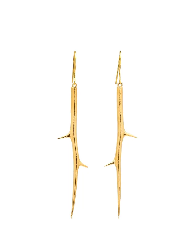 Long Thorn Yellow Gold Earrings made by YLANG23