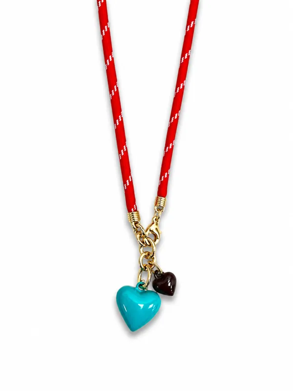 The Red Happy Cord Charm Necklace made by Roxanne Assoulin