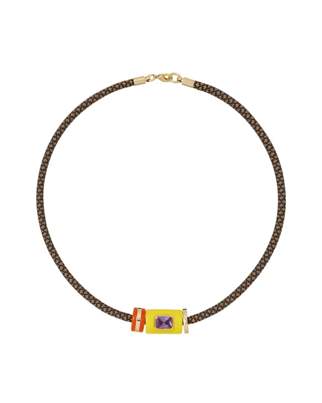 The Lemon Cylinder Cord Necklace made by Roxanne Assoulin