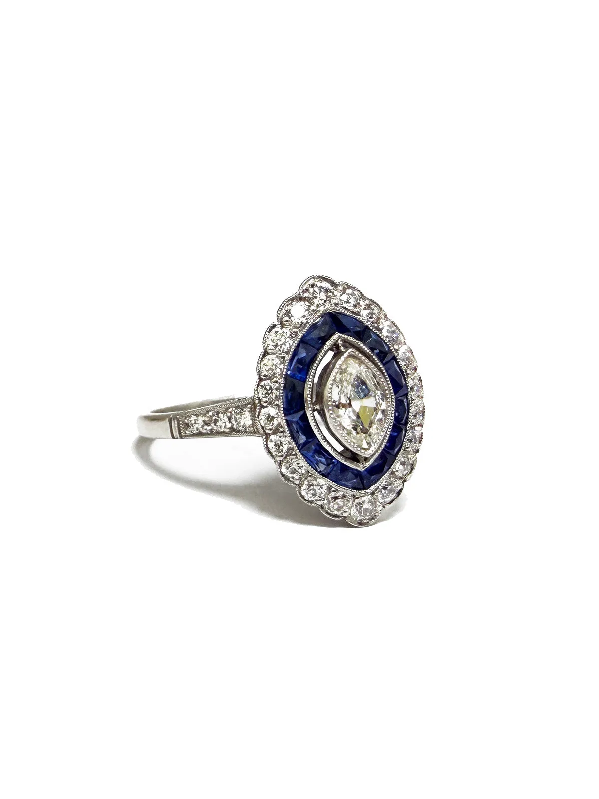 Vintage Diamond & Sapphire Platinum Ring sold by YLANG23