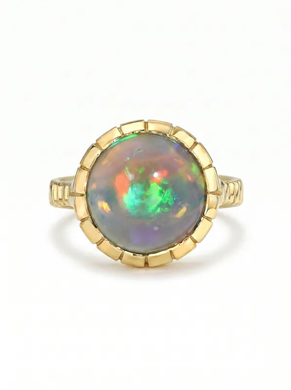Ethiopian Opal Heirloom Yellow Gold Bezel Ring made by YLANG23