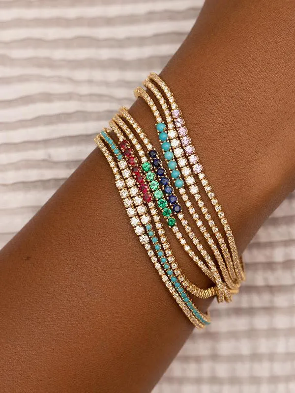4-Prong Diamond and Ruby Yellow Gold Tennis Bracelet sold by YLANG23 product image thumbnail 2