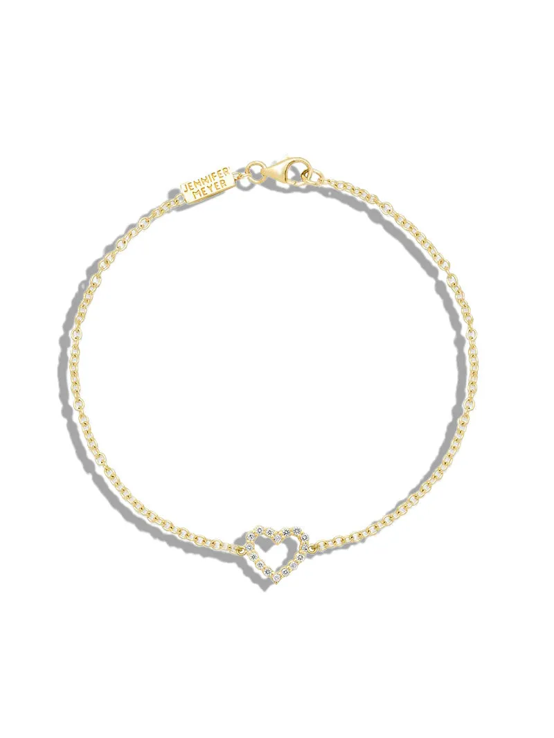 Open Heart Diamond Yellow Gold Bracelet sold by YLANG23