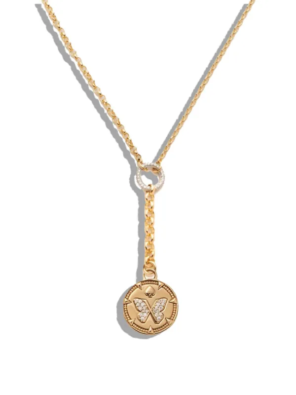 Butterfly Small Mixed Belcher Extension Necklace With Diamonds made by YLANG23