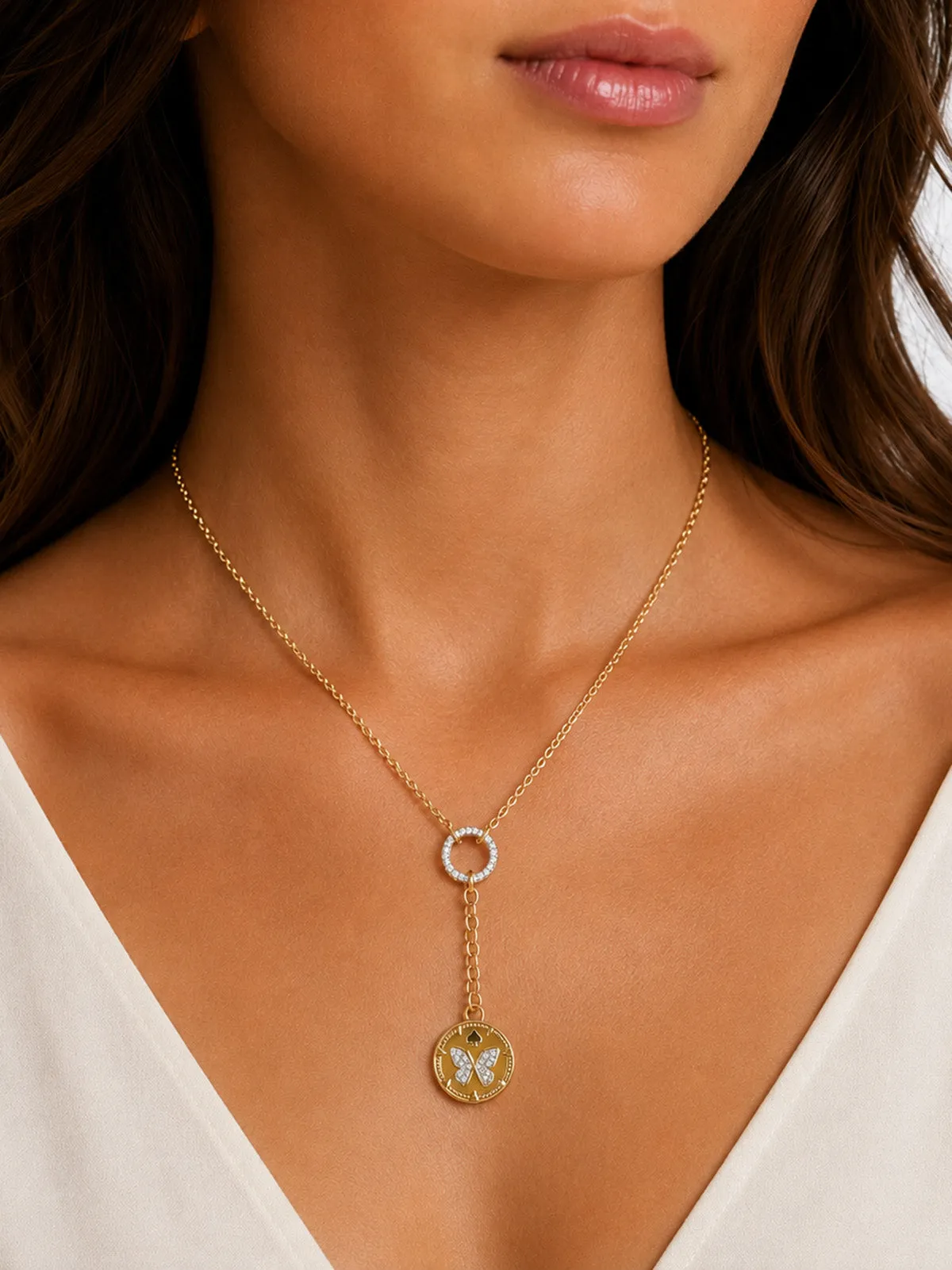 Butterfly Small Mixed Belcher Extension Necklace With Diamonds sold by YLANG23 product image thumbnail 2