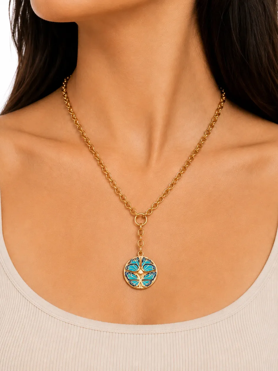 Ceramic Butterfly Heavy Mixed Belcher Extension Yellow Gold Necklace sold by YLANG23 product image thumbnail 2
