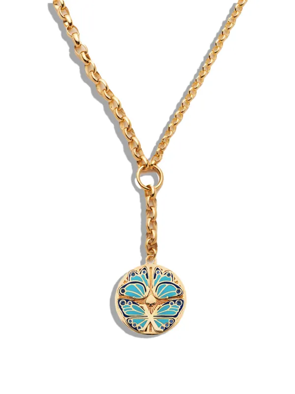 Ceramic Butterfly Heavy Mixed Belcher Extension Yellow Gold Necklace made by YLANG23