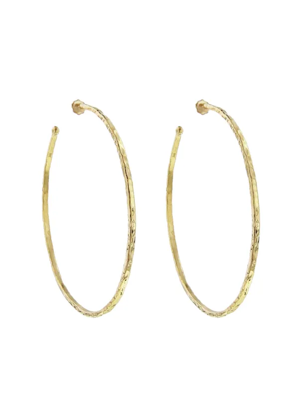 Hammered Bangle Yellow Gold Hoop Earrings made by Jennifer Meyer