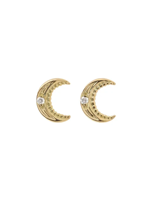Classic Gigi Petite Moon Yellow Gold Earrings made by Gigi Clozeau