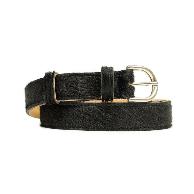 One-inch belt in natural black hair-on calf (restock) sold by No Man Walks Alone