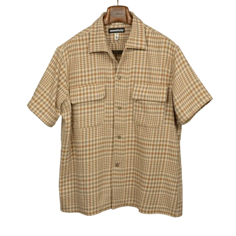 Short sleeve 50s Milano relaxed shirt in Nicole Plaid cotton sold by No Man Walks Alone