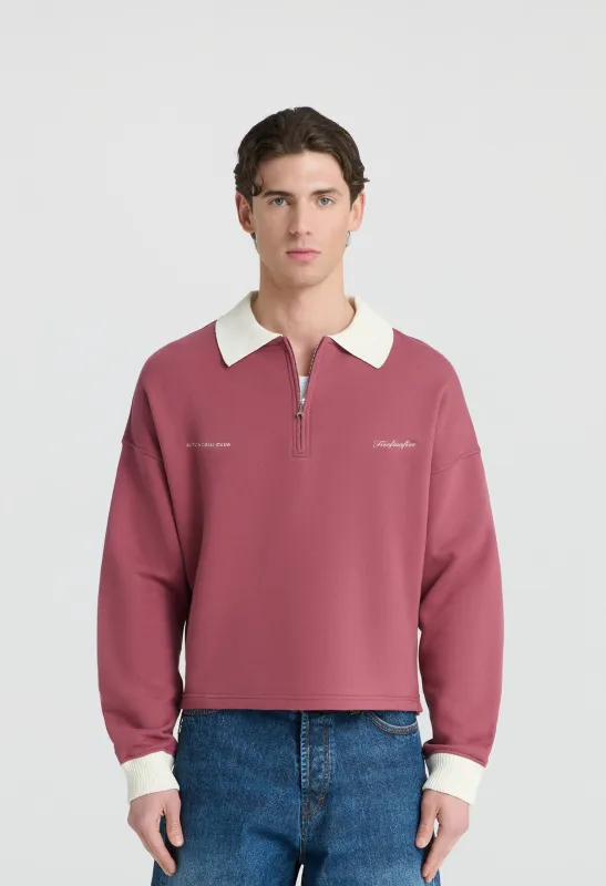 AUTOMOBILI CLUB QUARTER ZIP POLO SWEATSHIRT BURGUNDY sold by Fivefourfive