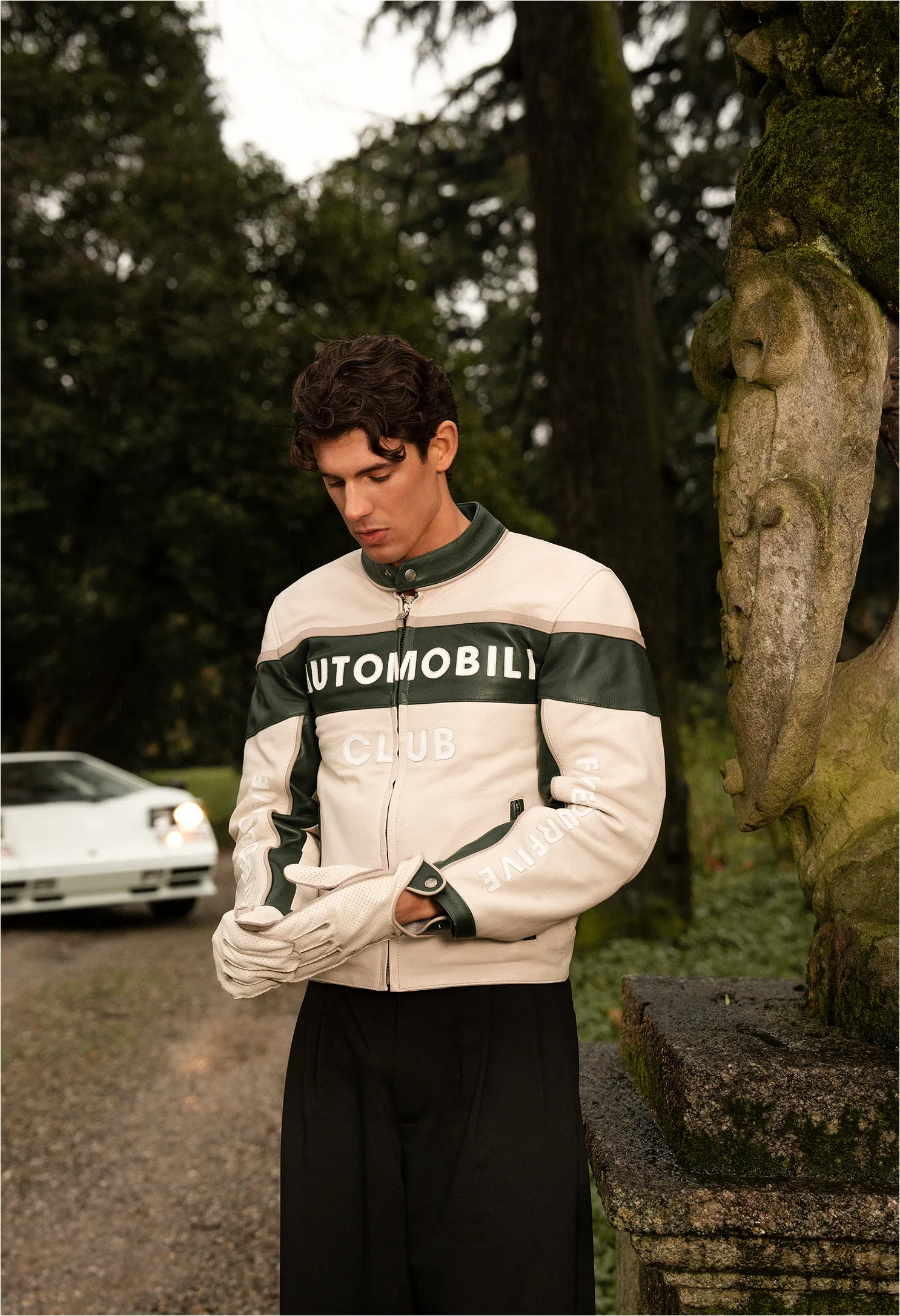 AUTOMOBILI CLUB IVORY RACING LEATHER JACKET sold by Fivefourfive product image thumbnail 5