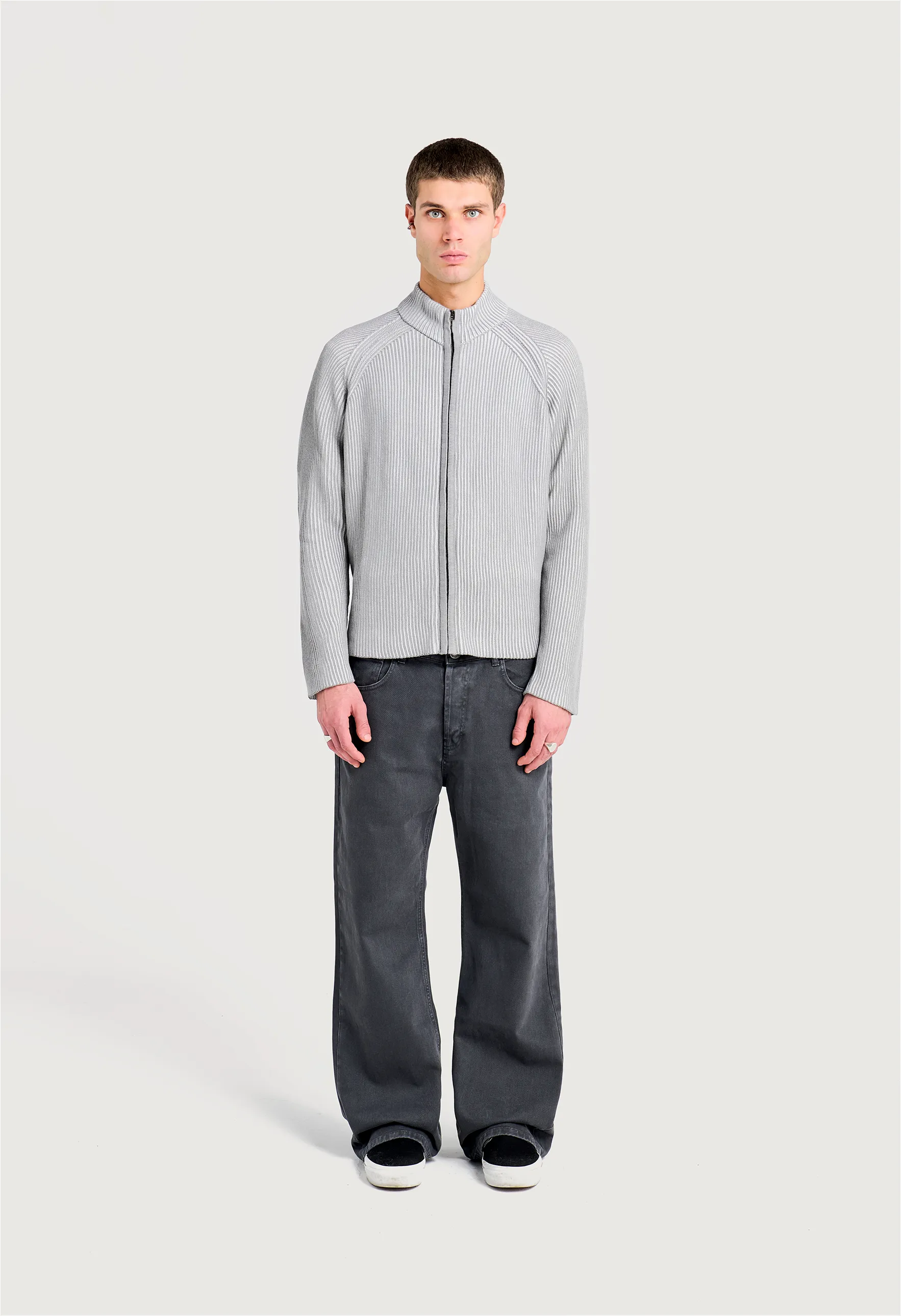 545 EVERYDAY FULL ZIP COTTON SWEATER LIGHT GREY sold by Fivefourfive product image thumbnail 2
