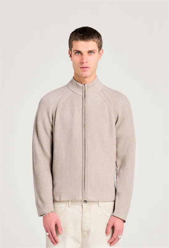 545 EVERYDAY FULL ZIP COTTON SWEATER DESERT BONE sold by Fivefourfive