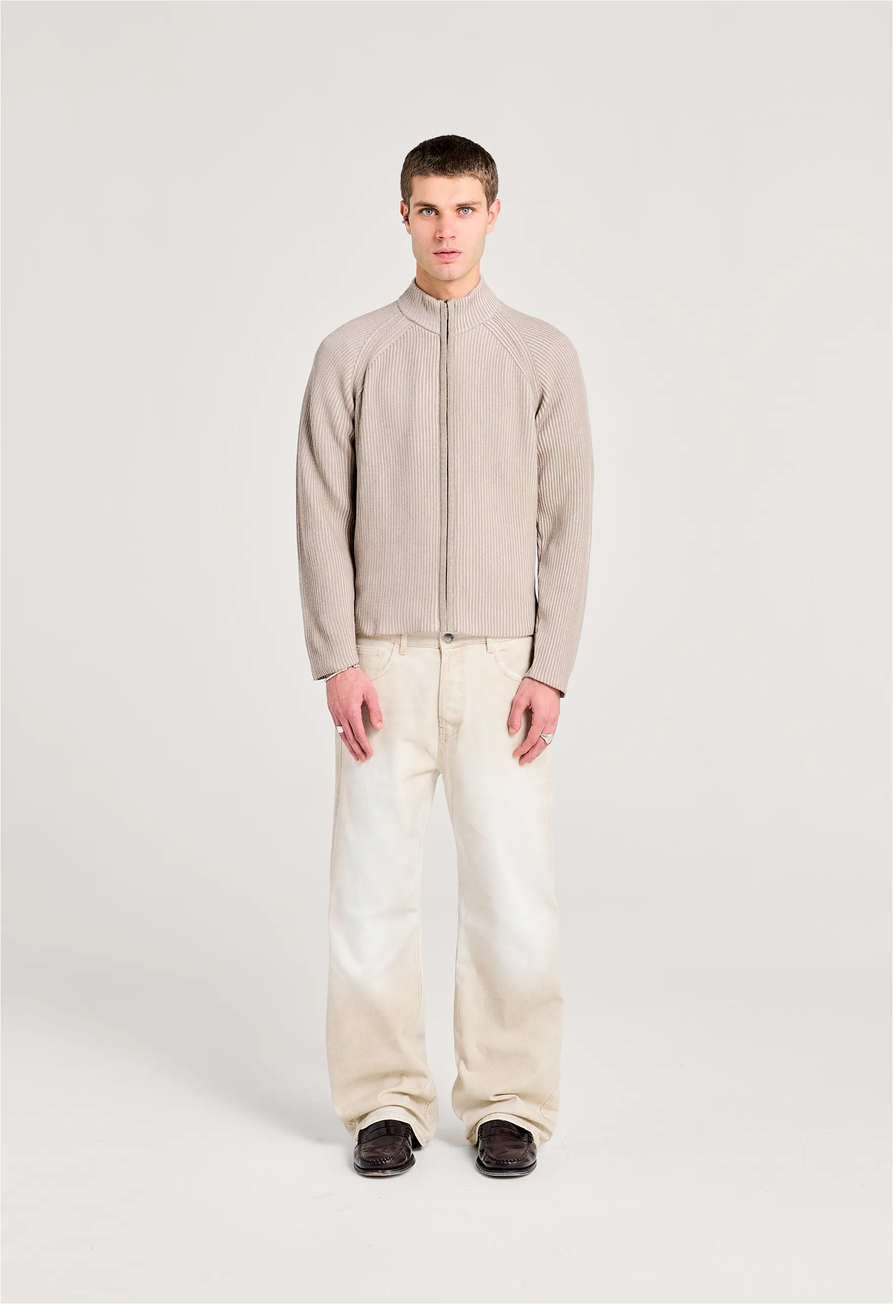 545 EVERYDAY FULL ZIP COTTON SWEATER DESERT BONE sold by Fivefourfive product image thumbnail 2