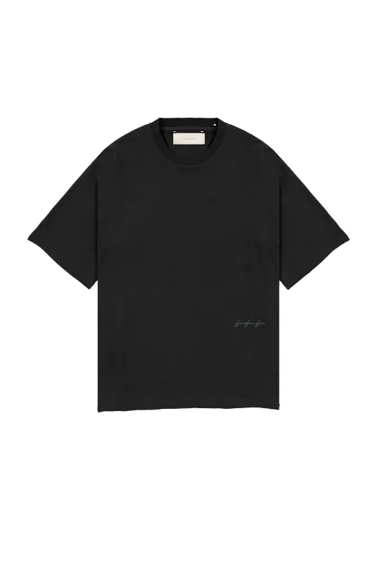 545 EVERYDAY LOGO RAW CUT TEE WASHED BLACK sold by Fivefourfive