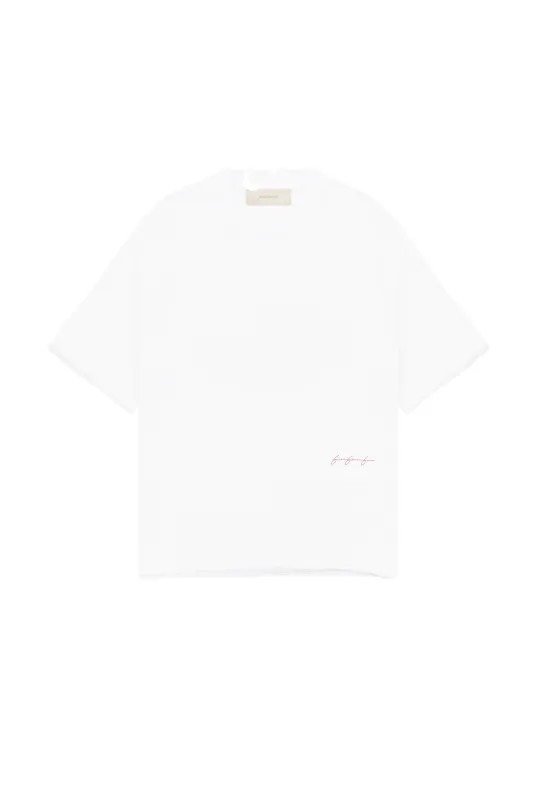 545 EVERYDAY LOGO RAW CUT TEE PURE WHITE sold by Fivefourfive