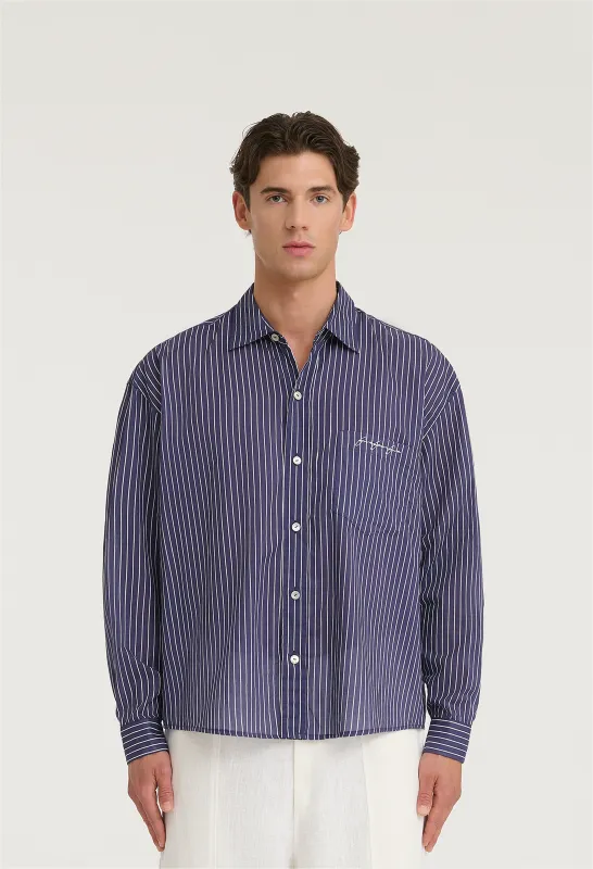 545 Ultralight Oversized Striped Shirt made by Fivefourfive