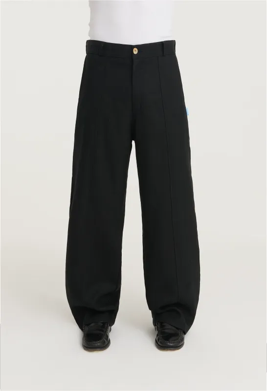 545 TAILORED HEAVY LINEN PANTS ASH BLACK sold by Fivefourfive