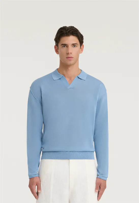 545 INSIDE OUT POLO LONGSLEVEE LIGHT BLUE sold by Fivefourfive