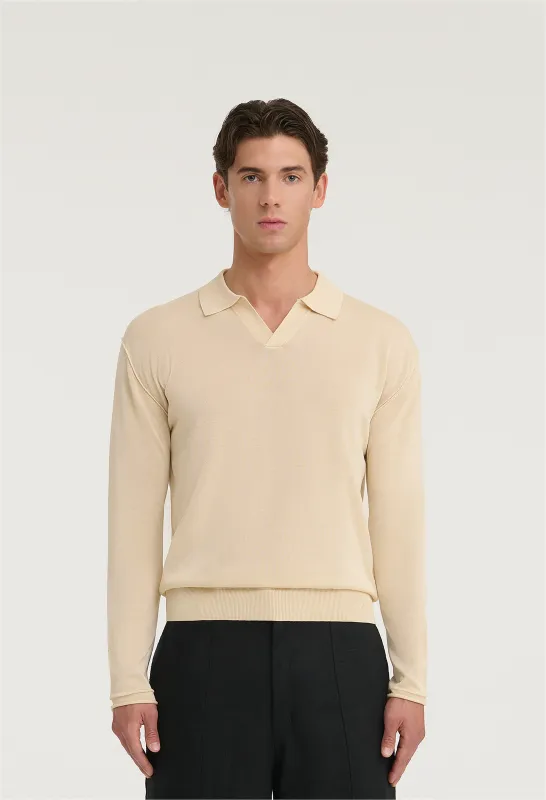 545 INSIDE OUT POLO LONGSLEVEE ECRU sold by Fivefourfive