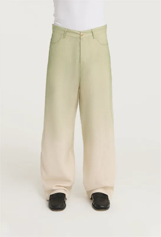 545 FADED LINEN PANTS PALM GREEN sold by Fivefourfive