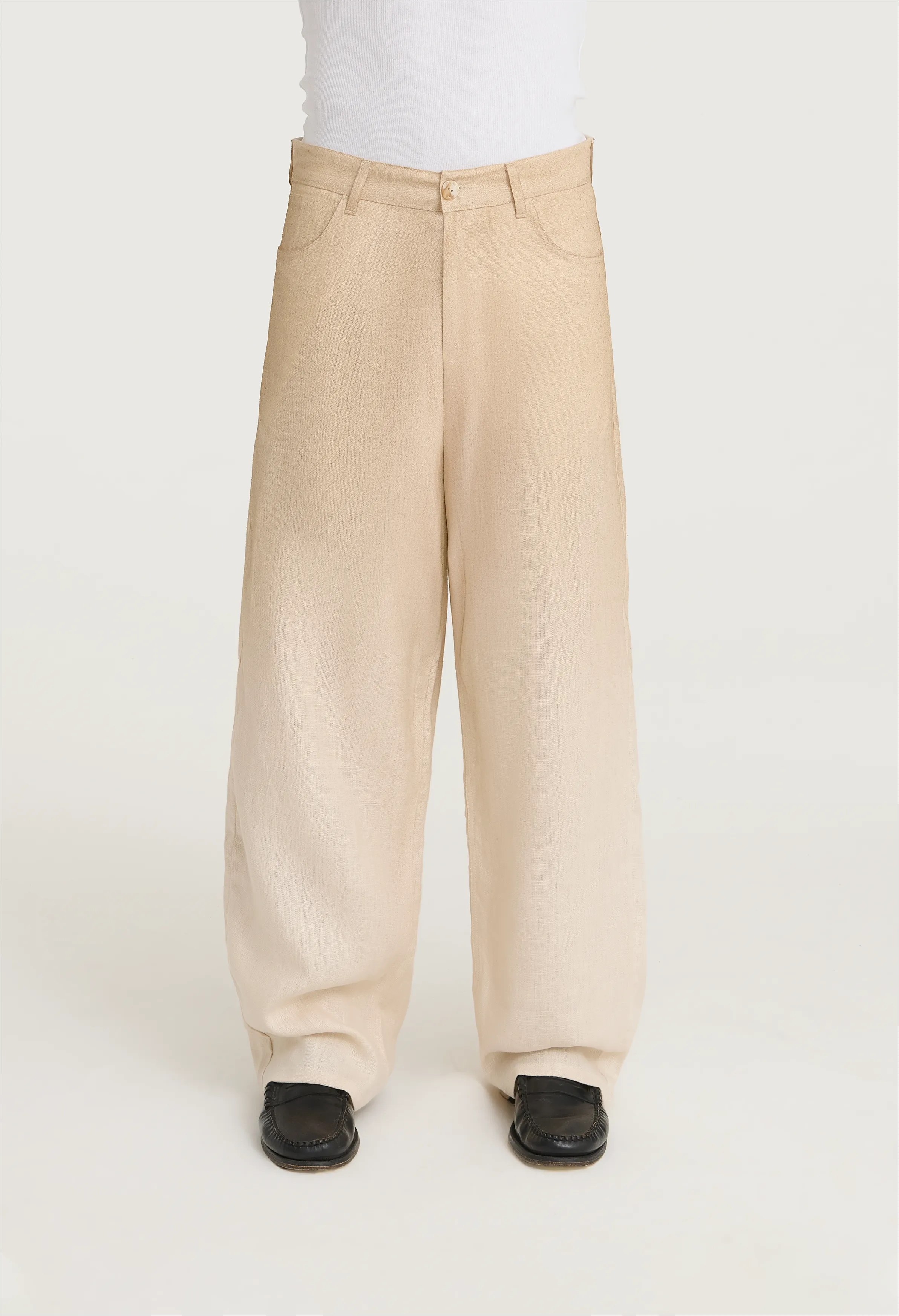 545 FADED LINEN PANTS BEIGE SAND sold by Fivefourfive