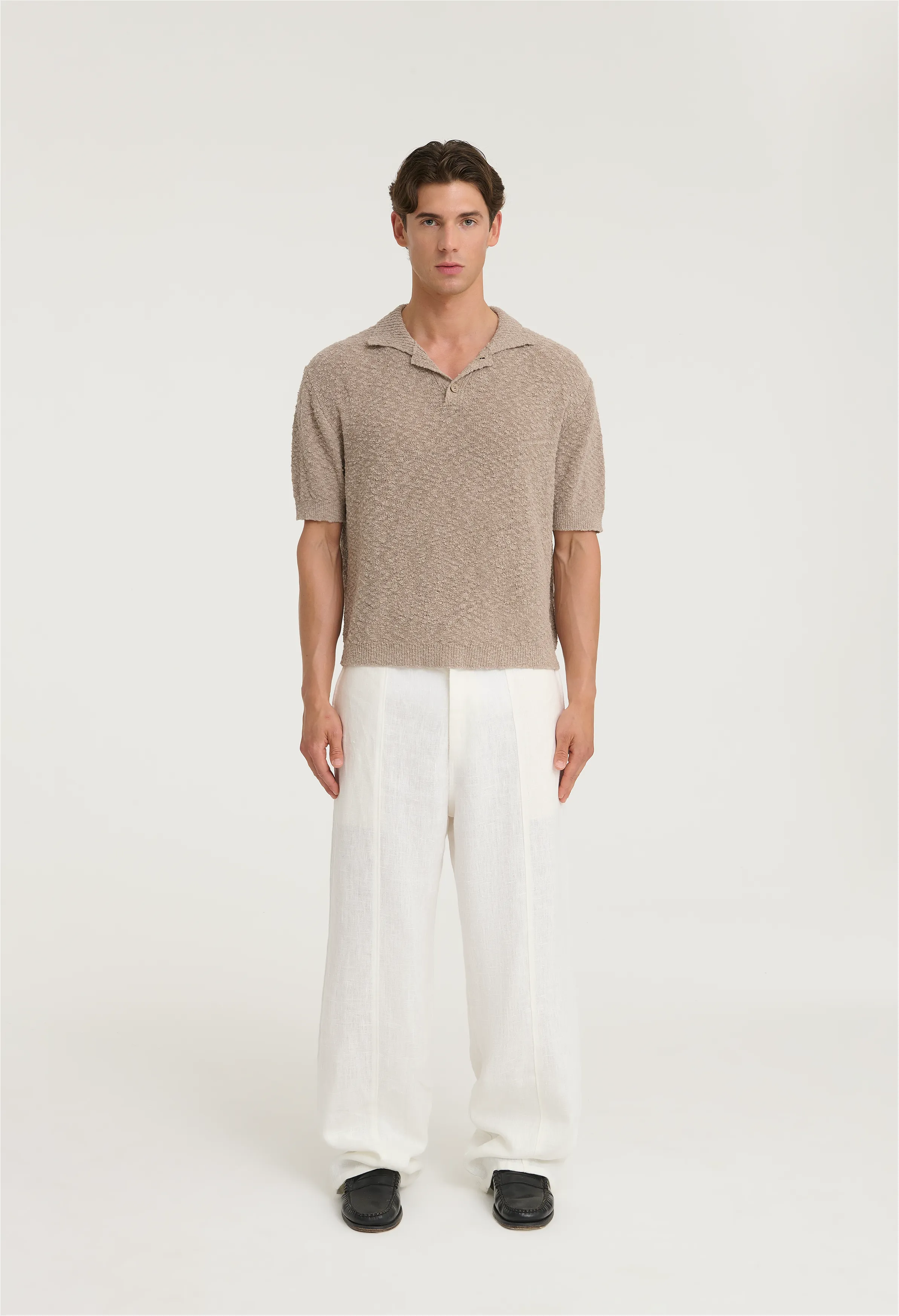 545 BOUCLÉ POLO SHIRT BEIGE SAND sold by Fivefourfive product image thumbnail 2