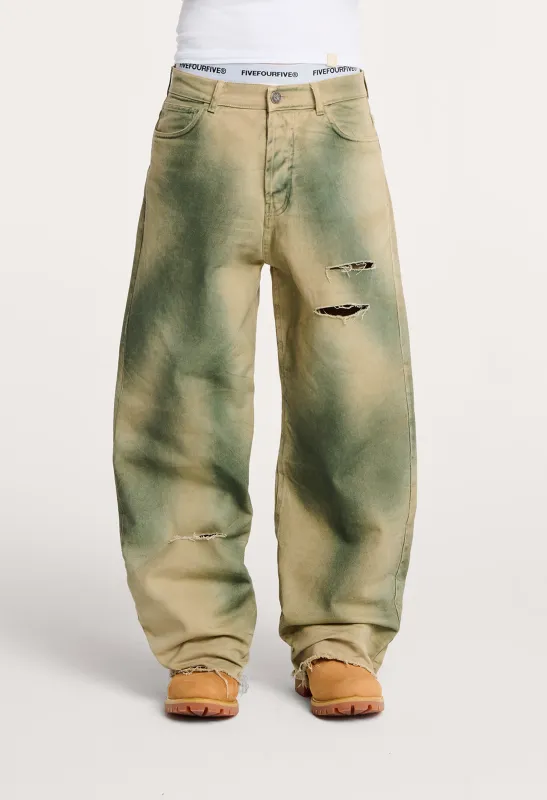545 WIDE LEG DENIM 03 CAMO GREEN sold by Fivefourfive