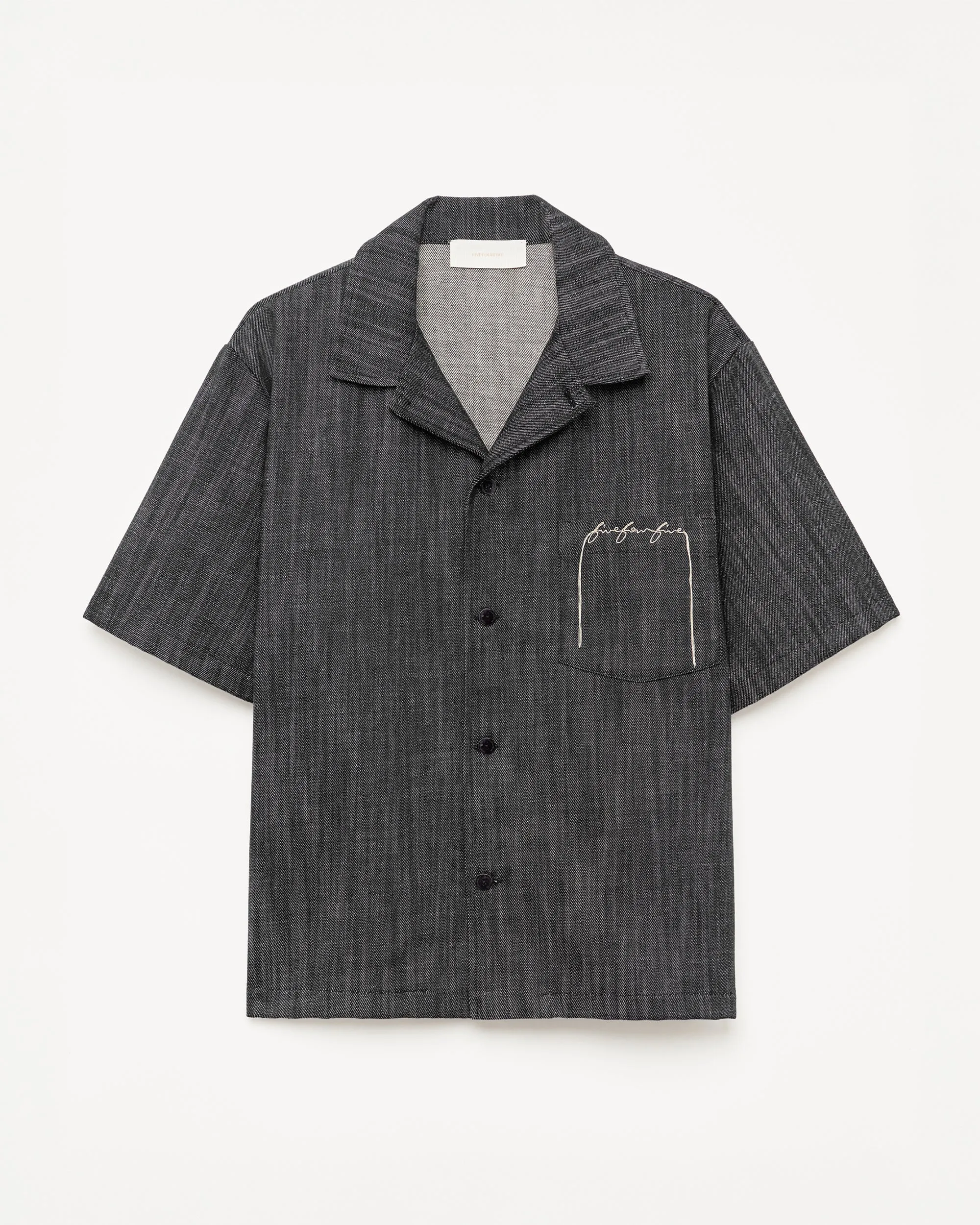 545 Lightweight Raw Denim Bowling Shirt sold by Fivefourfive