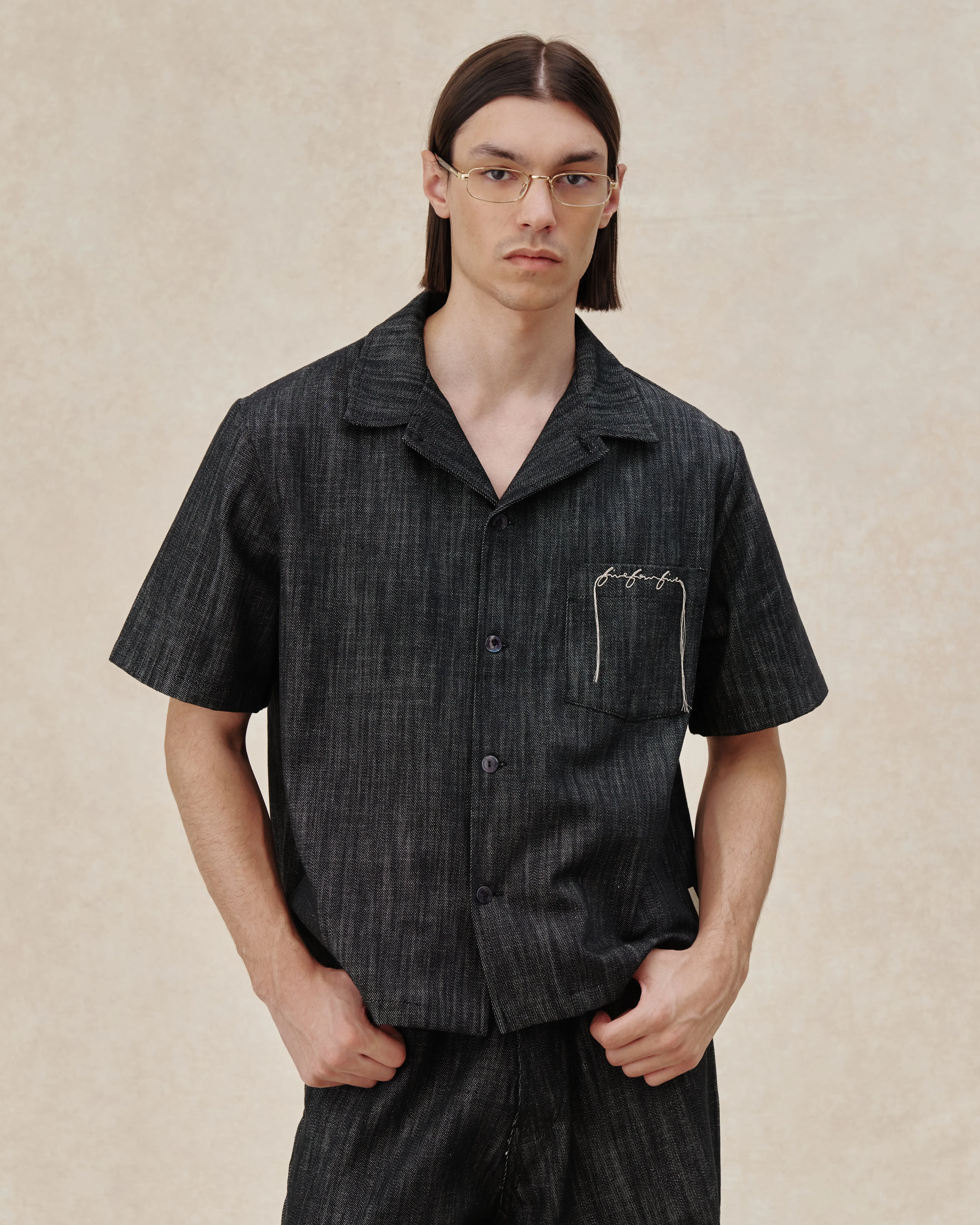 545 Lightweight Raw Denim Bowling Shirt sold by Fivefourfive product image thumbnail 2