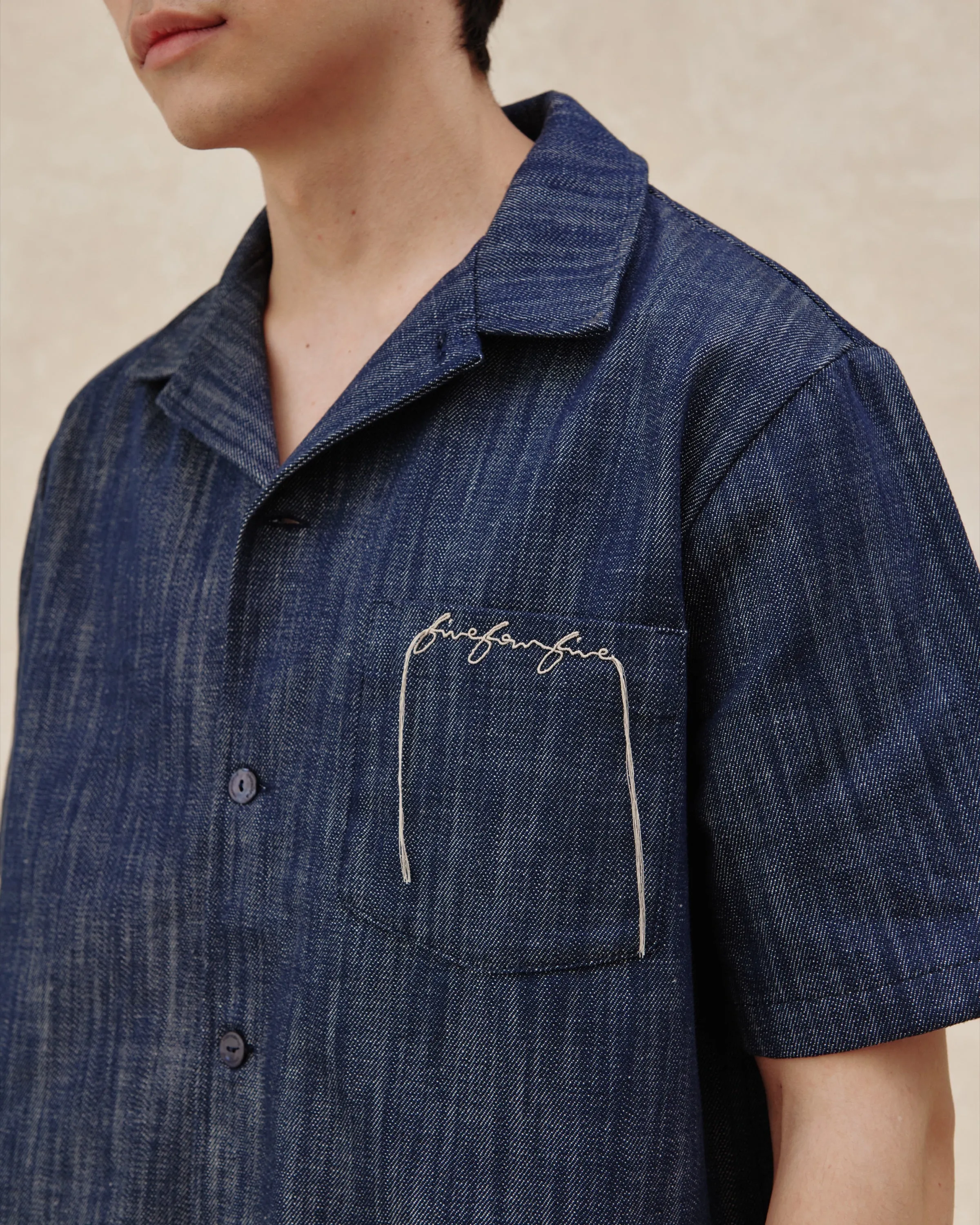 545 Lightweight Raw Denim Bowling Shirt sold by Fivefourfive product image thumbnail 4