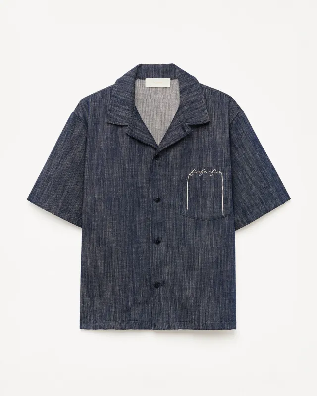 545 Lightweight Raw Denim Bowling Shirt made by Fivefourfive