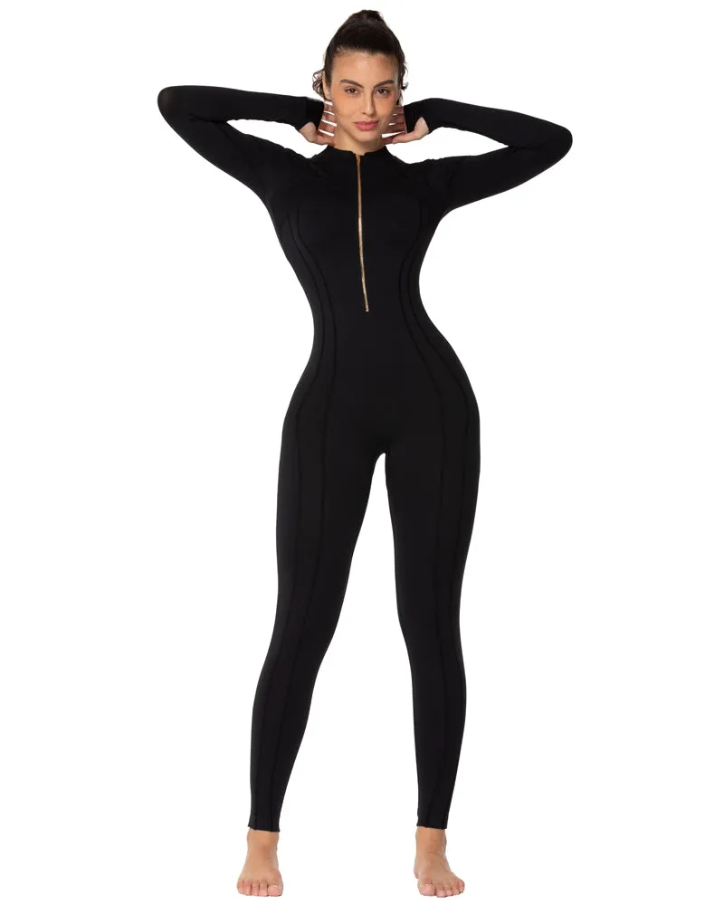 25" Women's Long Sleeve Bodycon Zip Jumpsuits sold by Sunzel