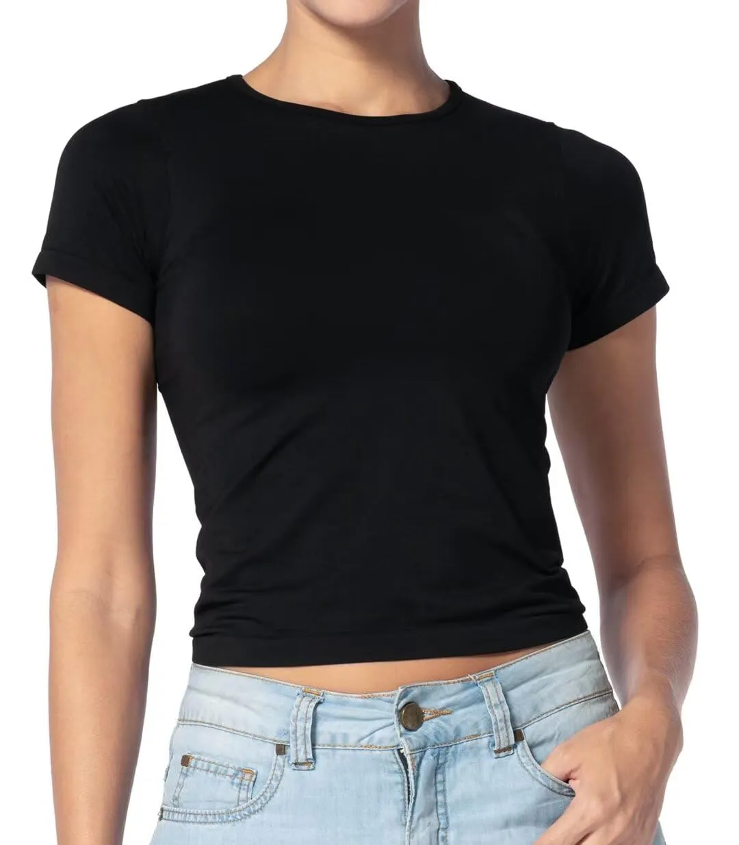 Sunzel Short Sleeve Fitted Basic T Shirts for Women, Ultra Soft Crew Neck Basic Tee Cute Trendy Summer Tops Tight Tees sold by Sunzel