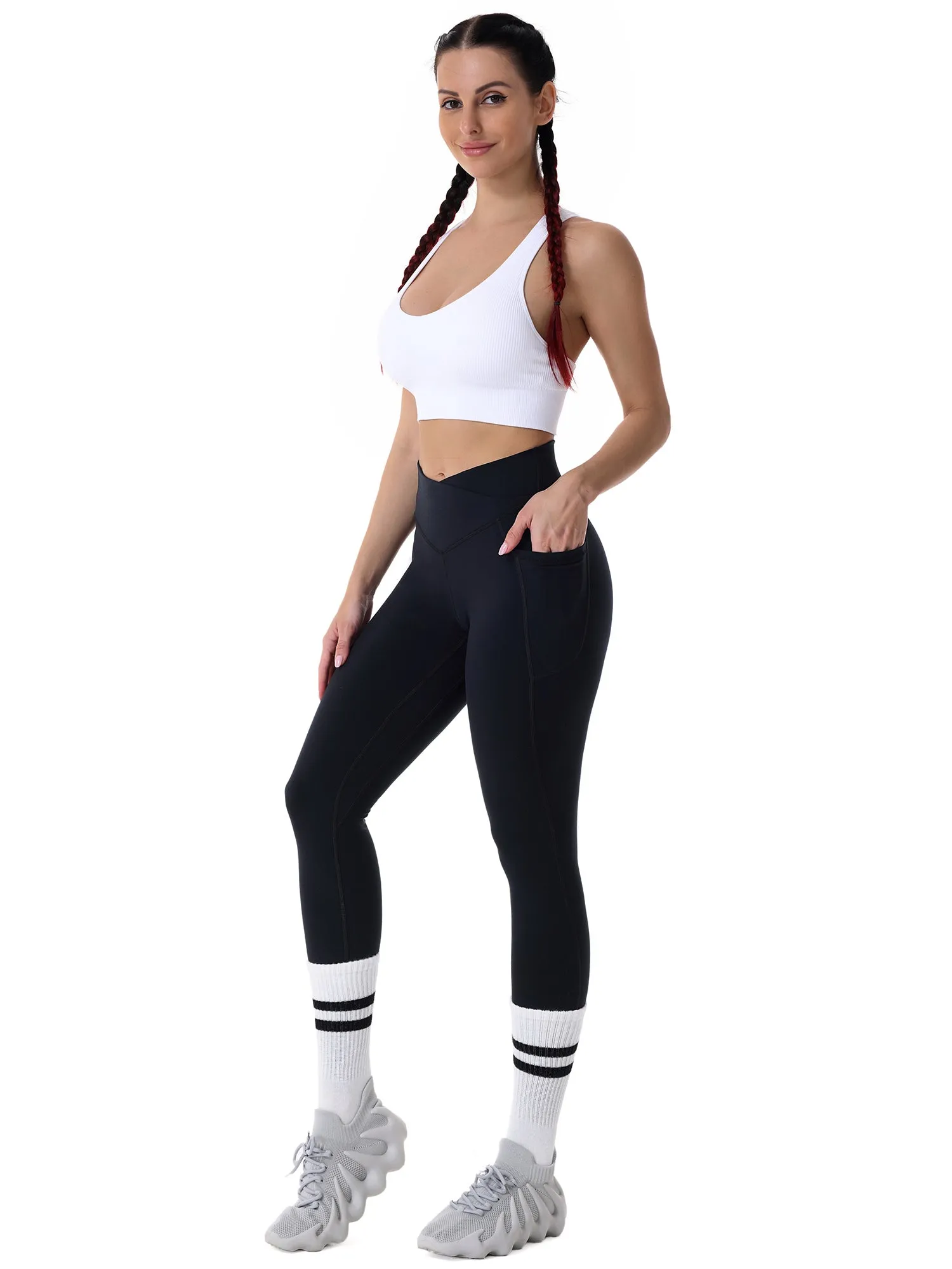 28" Workout Leggings - V Cross Waist with Pockets sold by Sunzel product image thumbnail 5
