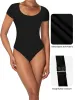 Women's Scoop Neck T-Shirt Bodysuit  High Stretch Seamless Thong Leotard Moisture-Wicking Layering Essentials sold by Sunzel